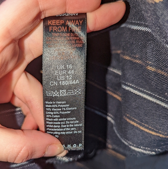 Topshop Navy Pinstripe Paperbag Crop Pants 12 - Picture 8 of 8